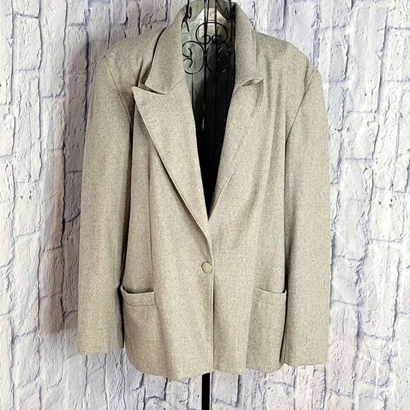 **TAN JAY Gray Wool Suit Jacket Size‎ 18 - Picture 1 of 9